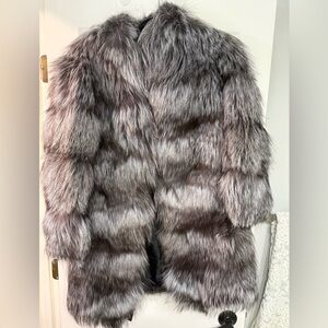 Women's Gray Faux Fur Coat